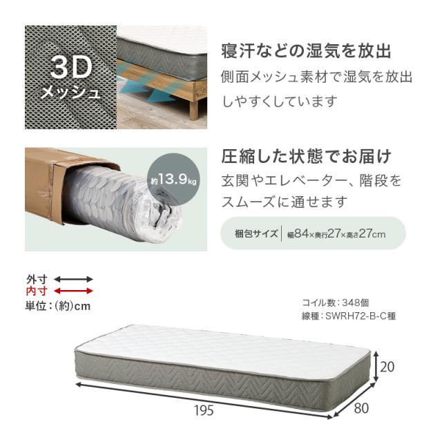 ベッド セミシングル ベッドフレーム マットレスセット ボンネルコイル すのこ 天然木 木製 パイン材 高さ調節 ロースタイル ヘッドレス 北欧 通気性 ヘッドレス ステージベッド ロースタイル_19