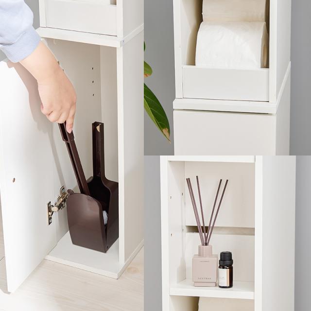 トイレラック スリム サニタリー 収納 薄型 収納ラック 棚 隙間収納 整理棚 収納棚 掃除用具 ホワイト トイレットペーパー 高さ150cm トイレタリー トイレ収納棚 シェルフ スリムラック 白_2