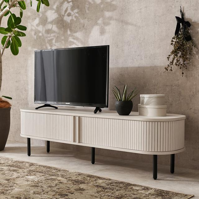 テレビ台 ローボード おしゃれ テレビボード 収納 TV台 蛇腹扉 収納 TVボード 白 リビングボード 可動棚 タンブールドア じゃばら 幅137cm ロー モダン 木目調 レコーダー収納 AV機器 AVボード タンブールドア_3
