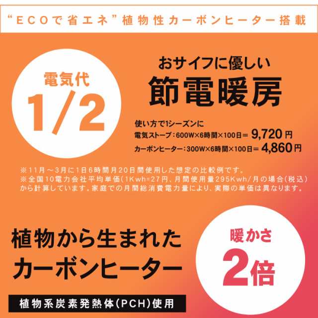 3秒で速暖 植物性カーボンヒーター ピアンテ300w Pchs300u グリーン オレンジ 季節家電 暖房器具 ヒーター 省エネ おしゃれ 電気ストの通販はau Pay マーケット クオリアル 暮らし応援家具shop