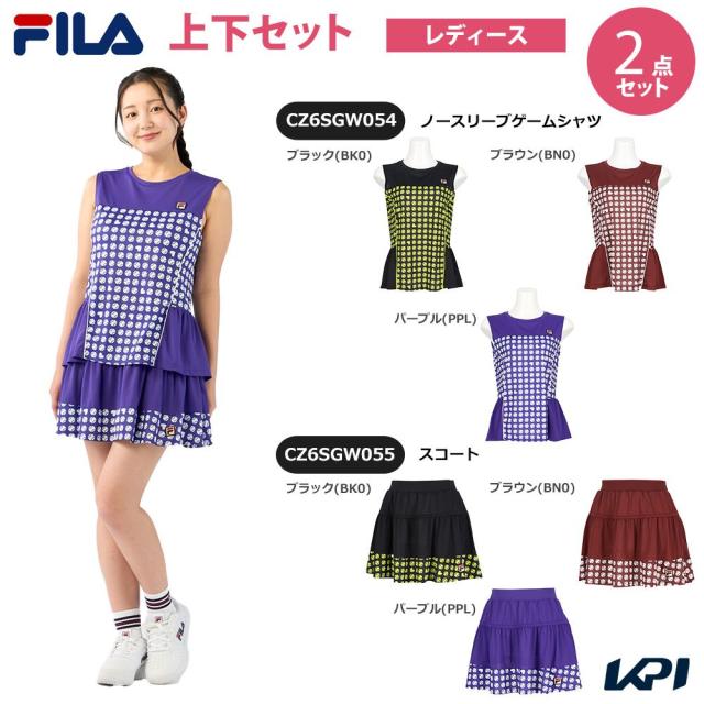 【上下セット】フィラ FILA テニスウェア レディース ノースリーブゲームシャツ×スコート CZ6SGW054-CZ6SGW055 2026SS 「タオル特典対象」