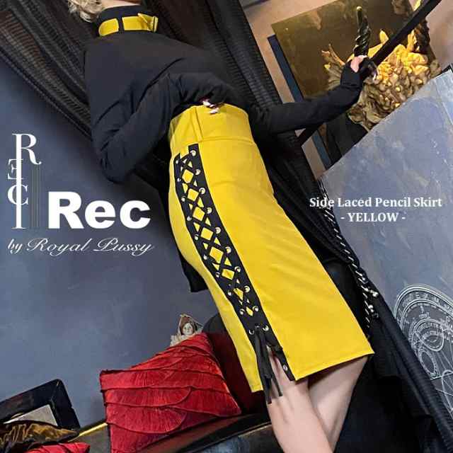 REC by Royal Pussy   レック バイ ロイヤルプッシー「Side Laced Pencil Skirt YELLOW」ペンシルスカート サイドレースアップ タイト 強 10,890円