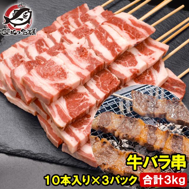 牛串 牛バラ串 ジャンボ串 3kg 100g×30本 特大 牛肉 肉串 串焼き ステーキ串 肉 冷凍 仕入れ BBQ バーベキュー お祭り 学園祭 屋台 鉄板焼き 業務用 大量発注 築地 豊洲市場 ギフト