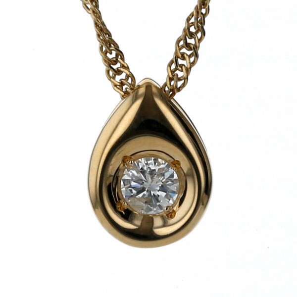 K18YG イエローゴールド ネックレス ダイヤモンド 0.20ct 一粒 雫 ドロップ デザイン シンプル 50cm【新品仕上済】【zz】【中古】の通販は