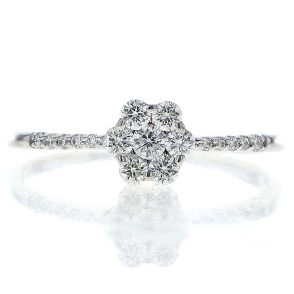PonteVecchio ポンテヴェキオ K18WG ホワイトゴールド リング ダイヤモンド0.32ct 花 指輪 13.5号 箱【新品仕上済】【zz】【中古】