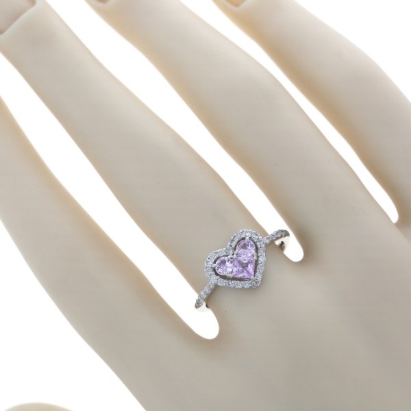 K14WG ホワイトゴールド リング ピンクサファイア 0.53ct ダイヤモンド 