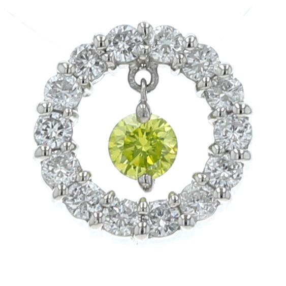 Pt900 プラチナ トップ アップルグリーンダイヤモンド 0.17ct ダイヤモンド 0.46ct サークル スイング【新品仕上済】【zz】【中古】