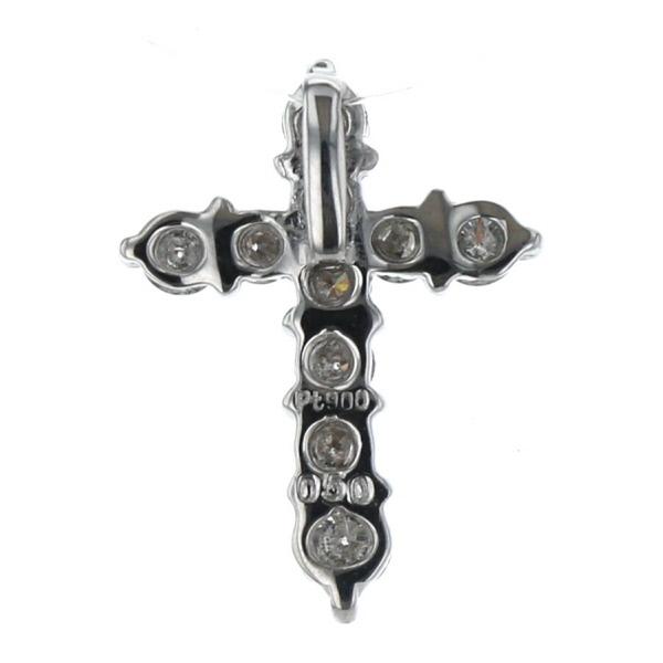 Pt900 ダイヤ付き十字架ペンダント ネックレストップ プラチナ クロス