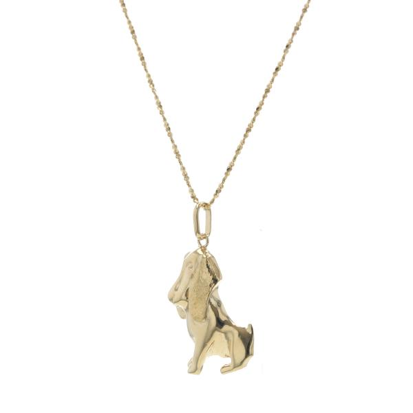 値下げ UNOAERRE ウノアエレ K18YG イエローゴールド ネックレス バセットハウンド ドッグ 犬 アニマル 動物 チェーン 40cm【新品仕上済】【zz】【中古】