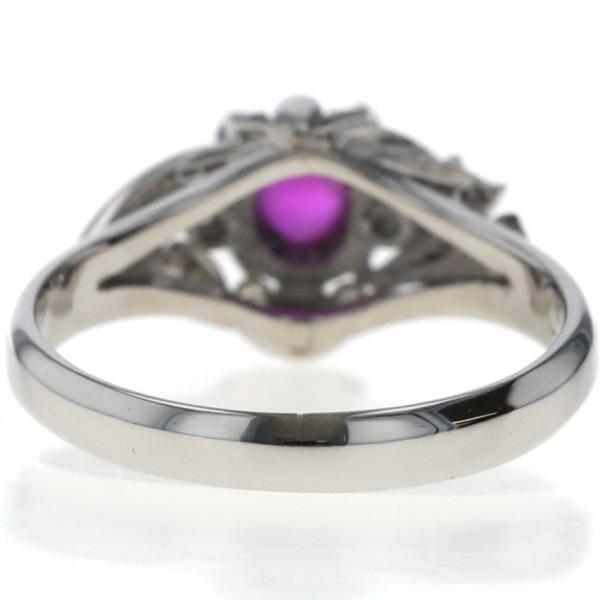 Pt850 プラチナ リング スタールビー 0.69ct ダイヤモンド オーバル 