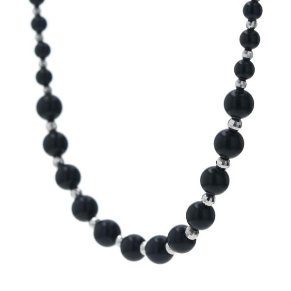 K18WG ブラックシリカ ネックレス K18WG Dr.シリカ グラデーション ネックレス 黒鉛珪石 6.2-2.3mm