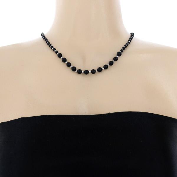 K18WG Dr.シリカ グラデーション ネックレス 黒鉛珪石 6.2-2.3mm