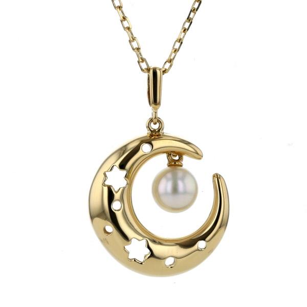MIKIMOTO ミキモト K18YG イエローゴールド ネックレス 真珠 5.3mm パール 月 ムーン 40cm【新品仕上済】【zz】【中古】の通販は 60,500円