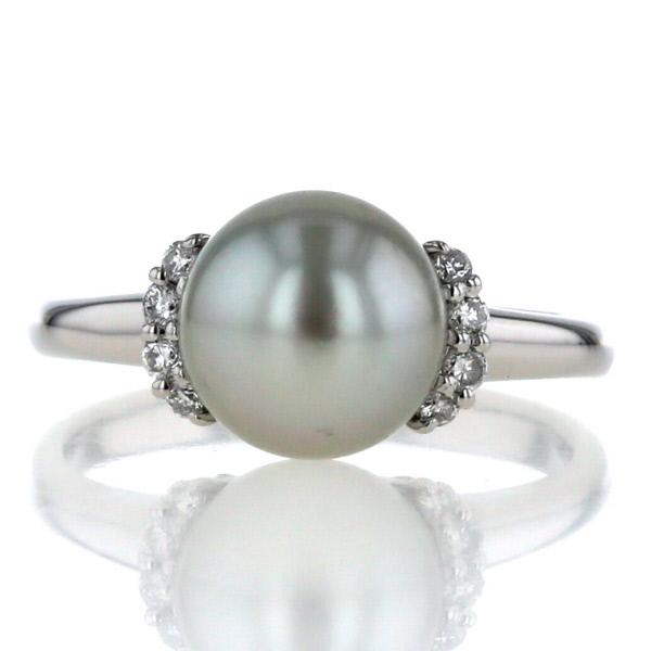 PT900 プラチナ 真珠 パール ダイヤモンド リング 指輪 12号 Pt900 パール12㎜ ダイヤモンド0.15ct ＃7.5 ブラックパール
