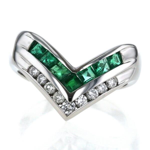 Pt900 プラチナ リング エメラルド 0.654ct ダイヤモンド 0.30ct Pt900 プラチナ リング エメラルド 0.654ct ダイヤモンド 0.30ct
