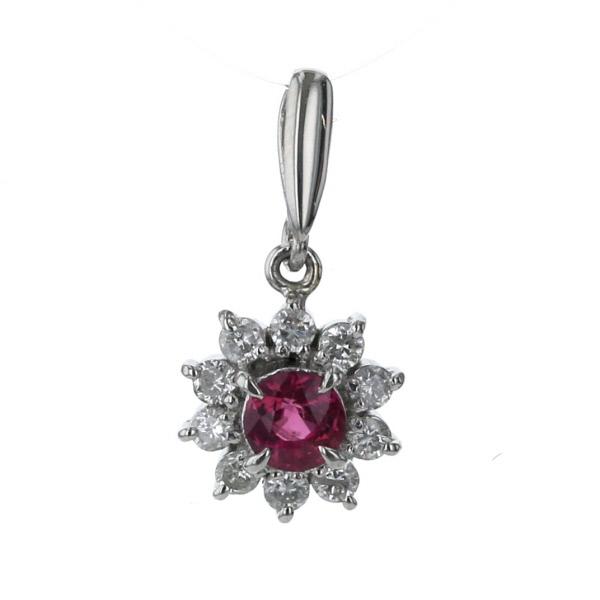 Pt プラチナ ネックレストップ ルビー 0.27ct ダイヤモンド 0.18ct 