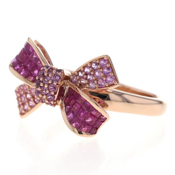 K18PG ピンクサファイア ミステリーセッティングリング 1.40 GSTV K18PG ピンクサファイア ミステリーセッティングリング 1.40 GSTV