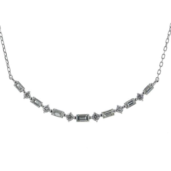 Pt850 Pt900 プラチナ ネックレス ダイヤモンド 0.50ct バケット 