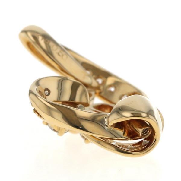 K18YG イエローゴールド ペンダントトップ ダイヤモンド 0.50ct 花 フラワー リボン スパイラル【新品仕上済】【zz】【中古】_3