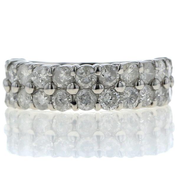 Pt1000 プラチナ リング ダイヤモンド 2.00ct ハーフエタニティ 2連 ストレート ライン 指輪 9号【新品仕上済】【zz】【中古】