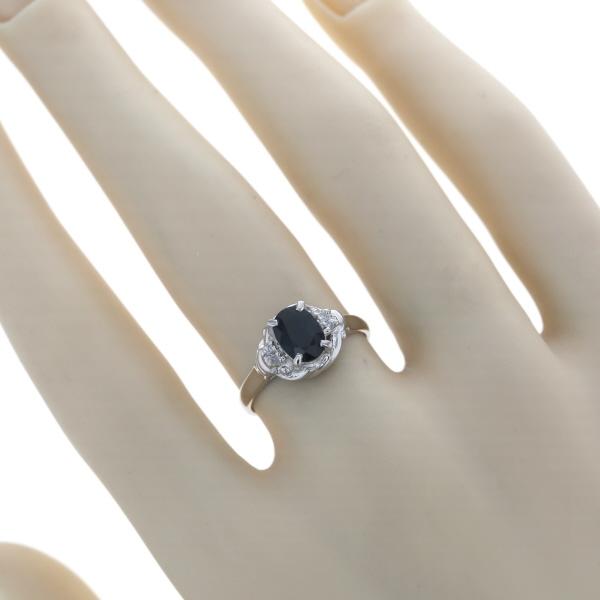 Pt900 プラチナ リング サファイア 1.00ct ダイヤモンド 0.04ct オーバル サイドストーン ストレート 指輪 10号 【新品仕上済】【zz】【中古】_6