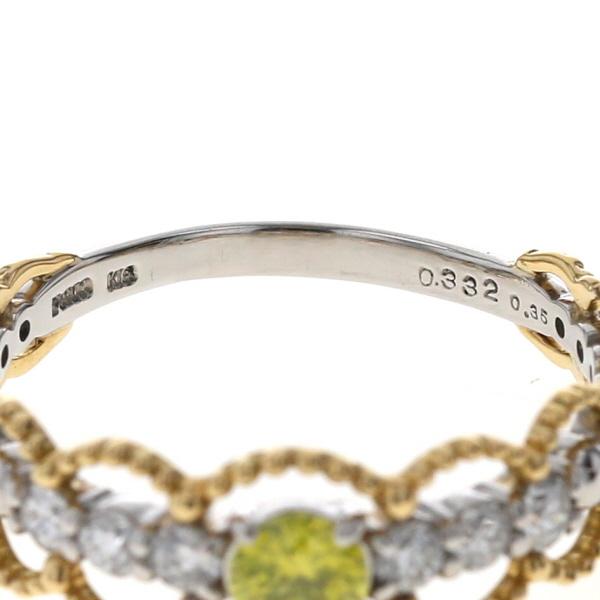 Pt900 K18 プラチナ ゴールド リング ダイヤモンド 0.332ct/0.35ct アップルグリーン スカラップレース 指輪 20号【新品仕上済】【zz】【中古】【送料無料】_4