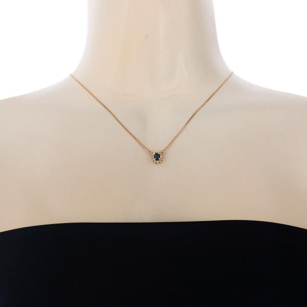 K18YG イエローゴールド ネックレス サファイア 0.37ct ダイヤモンド 0.05ct カボション 取り巻き 40cm【新品仕上済】【zz】【中古】_4
