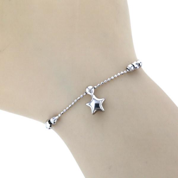K14WG ホワイトゴールド ブレスレット スター 星 ミラーボール カットボールチェーン 22cm【新品仕上済】【af】【中古】の通販は
