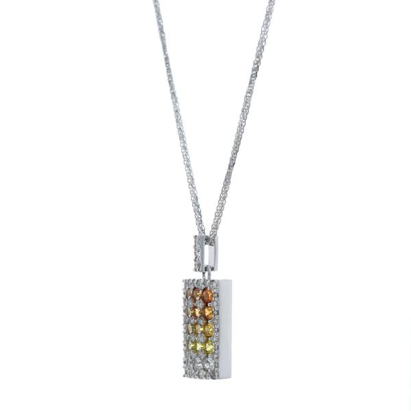 K18WG ホワイトゴールド ネックレス マルチカラーサファイア 1.44ct ダイヤモンド パヴェ スクエア 45cm【新品仕上済】【zz】【中古】_1