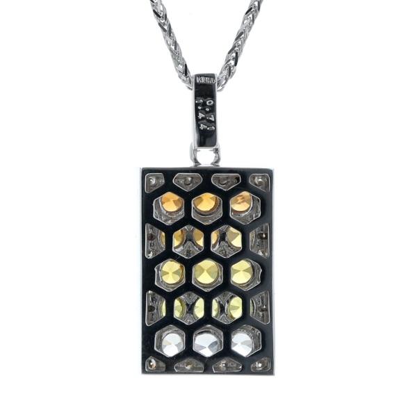 K18WG ホワイトゴールド ネックレス マルチカラーサファイア 1.44ct ダイヤモンド パヴェ スクエア 45cm【新品仕上済】【zz】【中古】_2