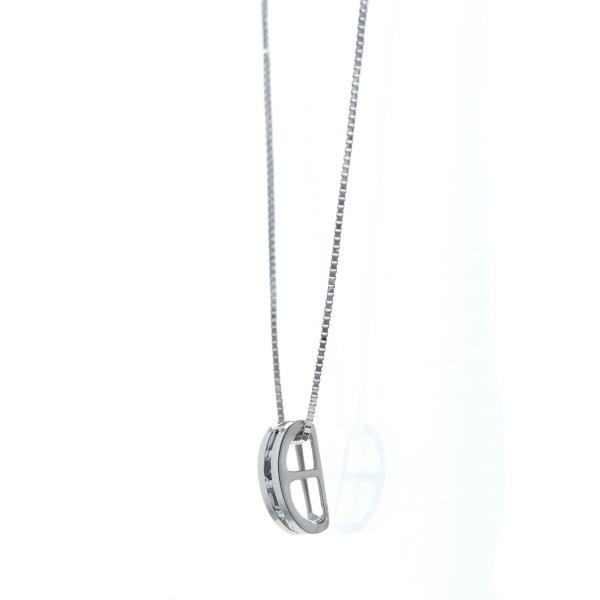 K10WG ホワイトゴールド ネックレス ブラックダイヤモンド 0.13ct ライン ベネチアンチェーン 40cm【新品仕上済】【el】【中古】_1
