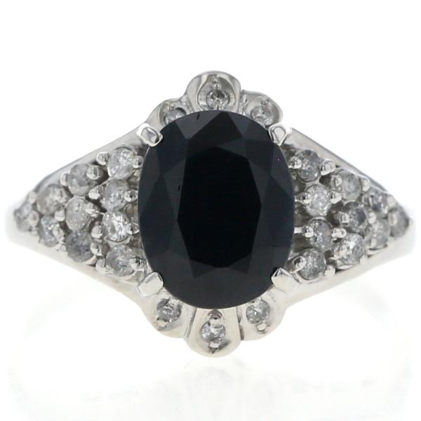 Pt900 プラチナ リング サファイア 2.35ct ダイヤモンド 0.25ct パヴェ オーバル 取り巻き 指輪 13号【新品仕上済】【zz】【中古】