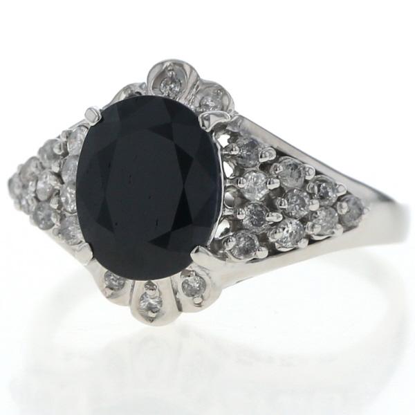 Pt900 プラチナ リング サファイア 2.35ct ダイヤモンド 0.25ct パヴェ オーバル 取り巻き 指輪 13号【新品仕上済】【zz】【中古】_1
