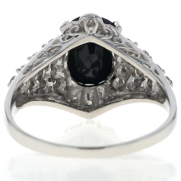 Pt900 プラチナ リング サファイア 2.35ct ダイヤモンド 0.25ct パヴェ オーバル 取り巻き 指輪 13号【新品仕上済】【zz】【中古】_3