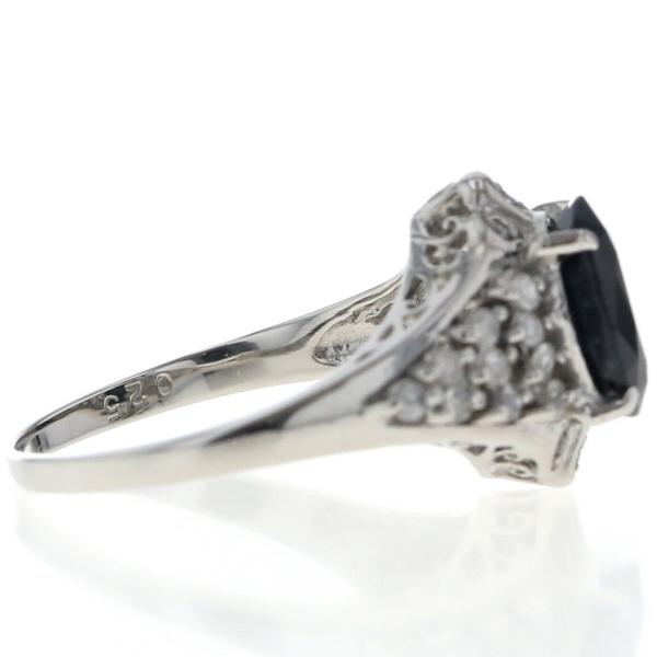 Pt900 プラチナ リング サファイア 2.35ct ダイヤモンド 0.25ct パヴェ オーバル 取り巻き 指輪 13号【新品仕上済】【zz】【中古】_4