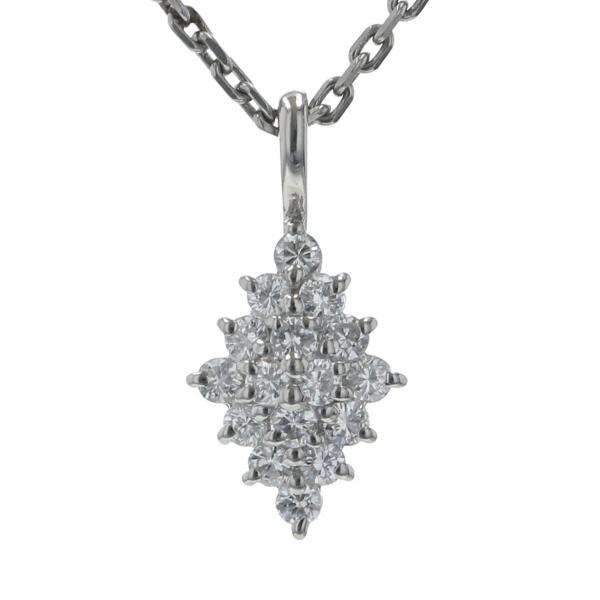 Pt850 Pt900 プラチナ ネックレス ダイヤモンド 0.33ct ひし形 パヴェ 36cm 【新品仕上済】【zz】【中古】
