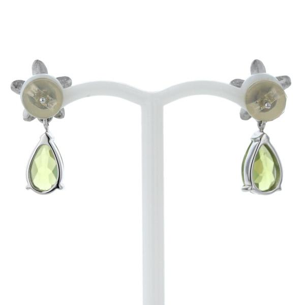 Pt900 プラチナ ピアス ペリドット 0.91ct/1.06ct ダイヤモンド 0.01ct  