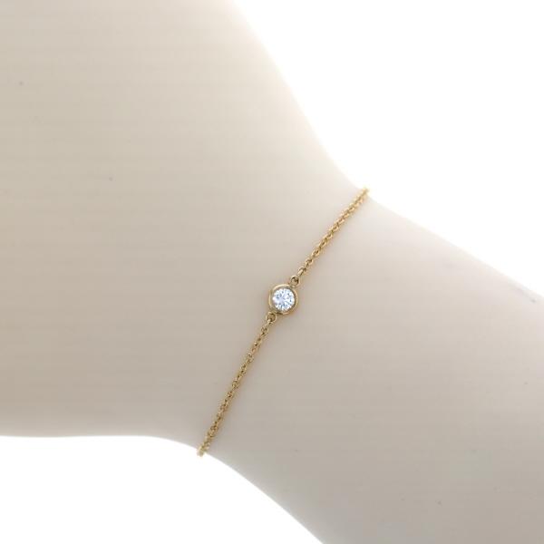 TIFFANY&Co. ティファニー K18YG バイザヤード ブレスレット ダイヤモンド 一粒 ベゼルセッティング 華奢 箱付 18.5cm【新品仕上済】【zz】【中古】