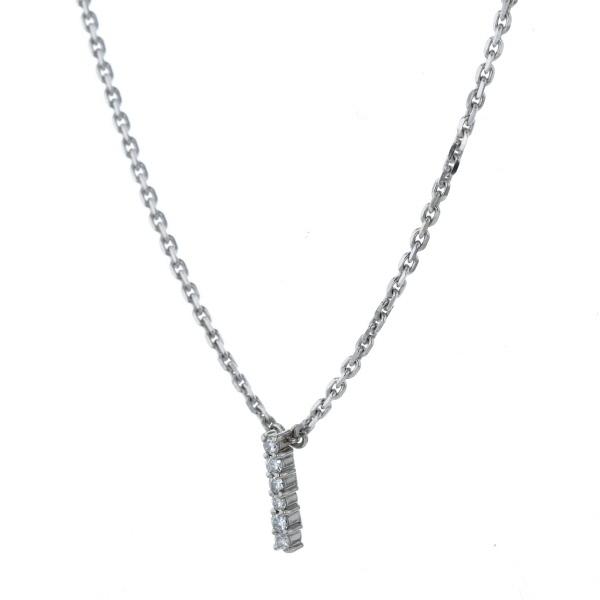 Pt900 Pt プラチナ ネックレス ダイヤモンド 0.14ct ラウンド 6粒 小ぶり デザイン アズキチェーン 38cm【新品仕上済】【zz】【中古】