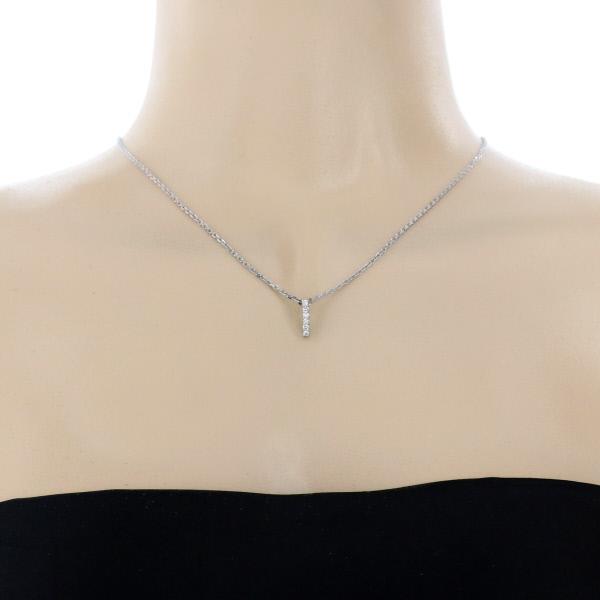 Pt900 Pt プラチナ ネックレス ダイヤモンド 0.14ct ラウンド 6粒 小ぶり デザイン アズキチェーン 38cm【新品仕上済】【zz】【中古】