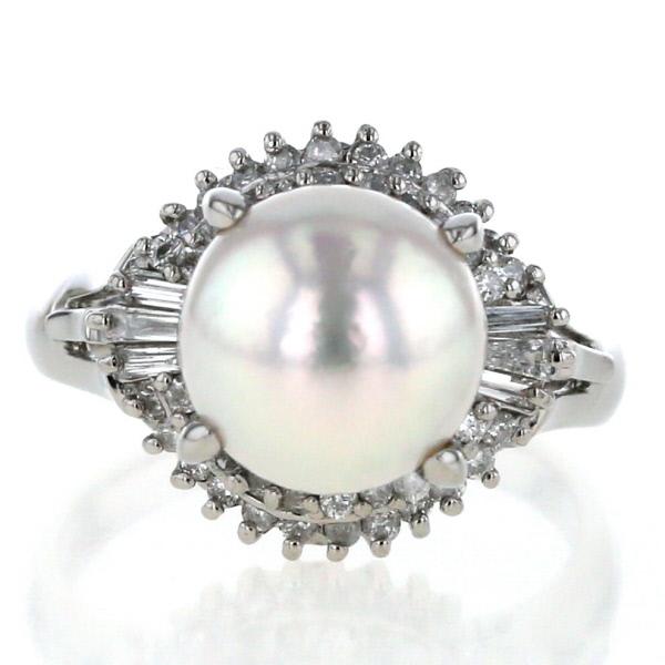 Pt900 パール 真珠 ダイヤモンド リング 指輪 9号 生前整理 Pt900 パール 真珠 ダイヤモンド リング 指輪 9号 生前整理 パール