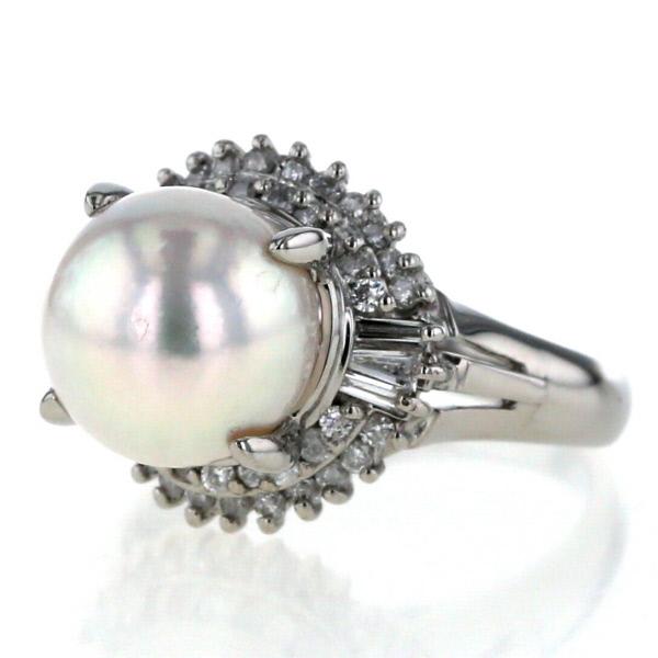 Pt900 プラチナ リング 真珠 9.5mm ダイヤモンド 0.35ct パール 1粒