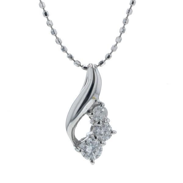 K14WG ホワイトゴールド ネックレス ダイヤモンド 0.20ct 雫 オープン 