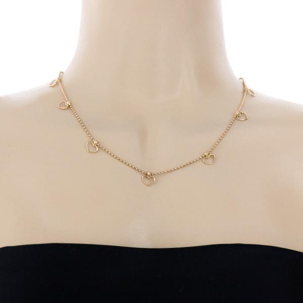 K18 2連ネックレス ハート ボール 40cm ゴールド ネックレス 18k ハート 18金 k18 オープンハート ゴールド シンプル 18