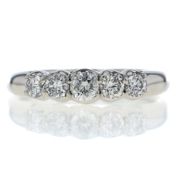 値下げ 値下げ Pt900 プラチナ リング ダイヤモンド 0.53ct 5石 一文字 ストレート 指輪 11.5号 【新品仕上済】【zz】【中古】