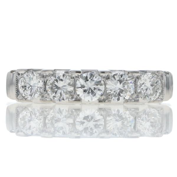 Pt900 プラチナ リング ダイヤモンド 0.55ct 5粒 一文字 ストレート ライン 指輪 9号【新品仕上済】【zz】【中古】