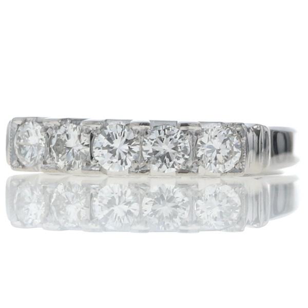 Pt900 プラチナ リング ダイヤモンド 0.55ct 5粒 一文字 ストレート ライン 指輪 9号【新品仕上済】【zz】【中古】_1
