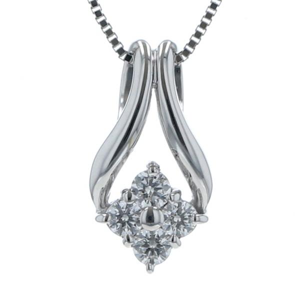 K18WG K14WG ホワイトゴールド ネックレス ダイヤモンド 0.15ct 4粒 
