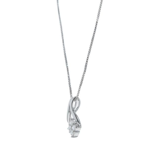 K18WG K14WG ホワイトゴールド ネックレス ダイヤモンド 0.15ct 4粒 