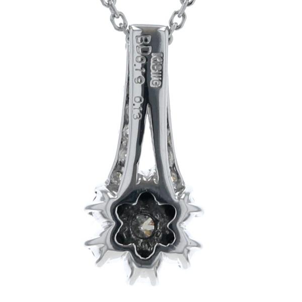 K18WG ホワイトゴールド ネックレス ブラックダイヤモンド 0.19ct ダイヤモンド 0.13ct 花 フラワー 45cm【新品仕上済】【zz】【中古】_2